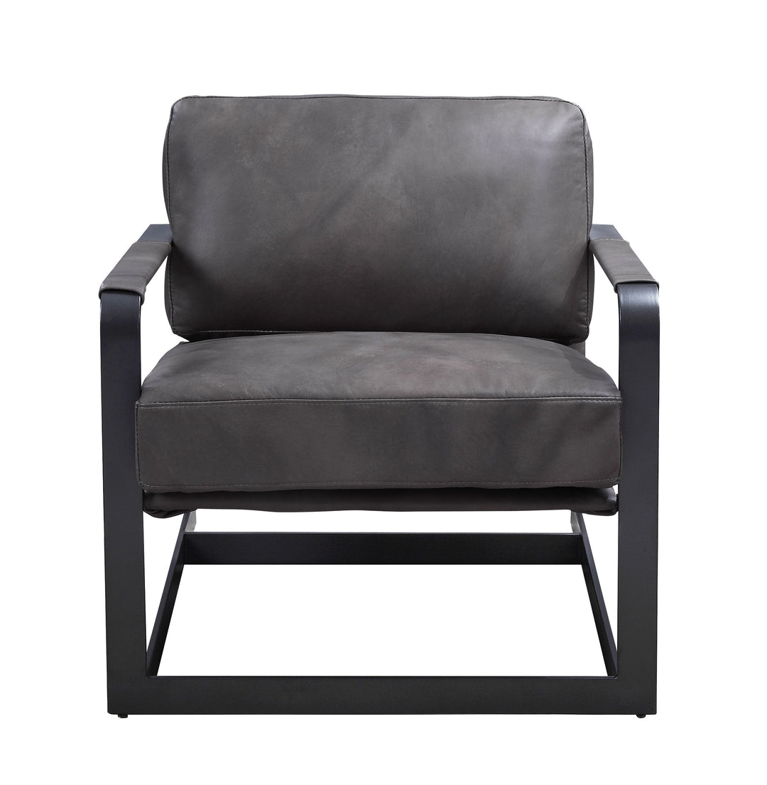 Locnos Accent Chair in Gray Top Grain Leather & Black