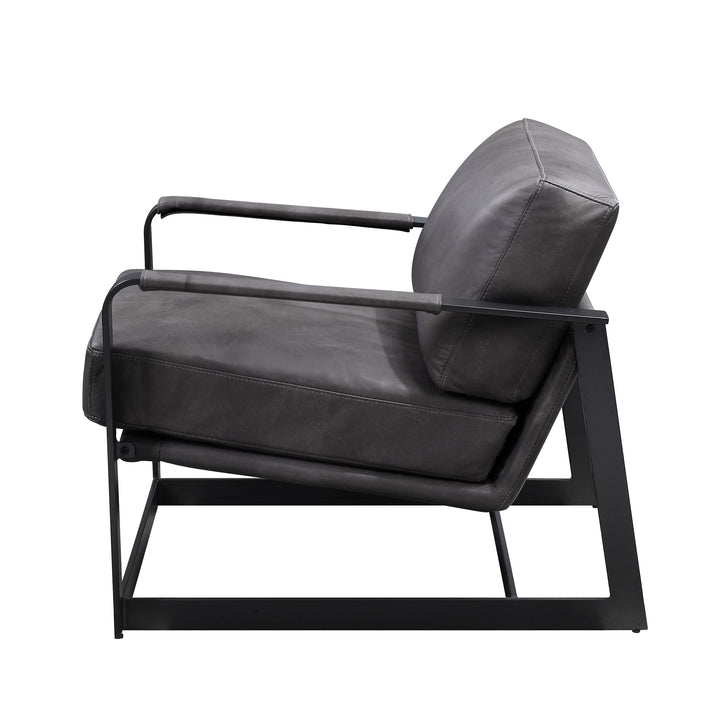 Locnos Accent Chair in Gray Top Grain Leather &amp; Black