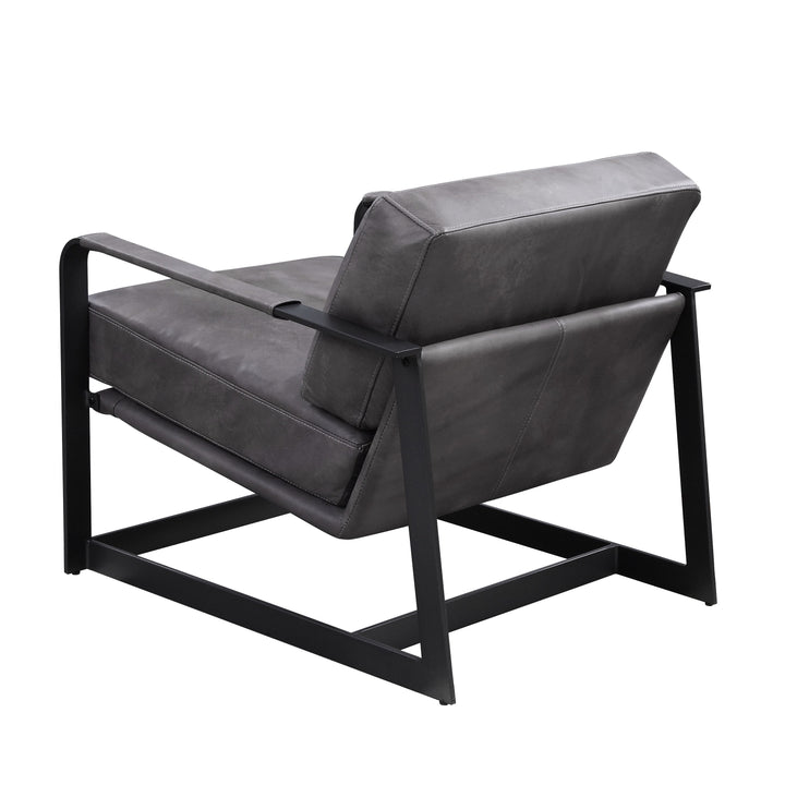 Locnos Accent Chair in Gray Top Grain Leather &amp; Black