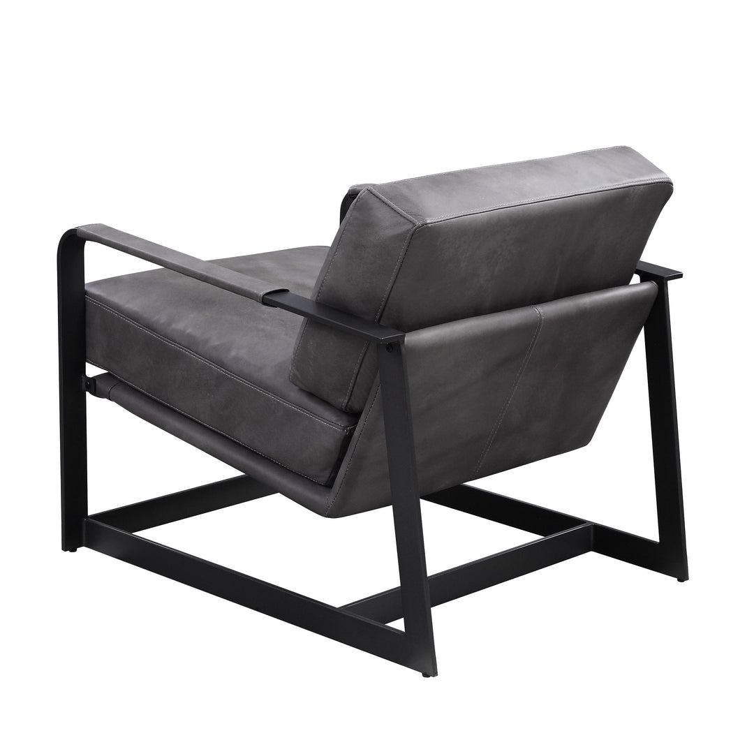 Locnos Accent Chair in Gray Top Grain Leather & Black