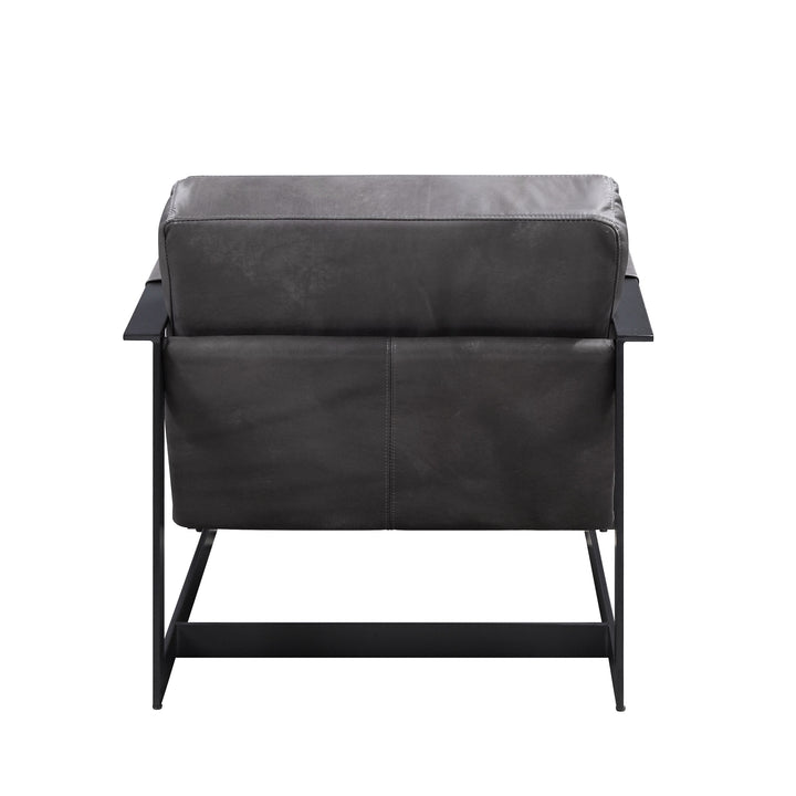 Locnos Accent Chair in Gray Top Grain Leather &amp; Black