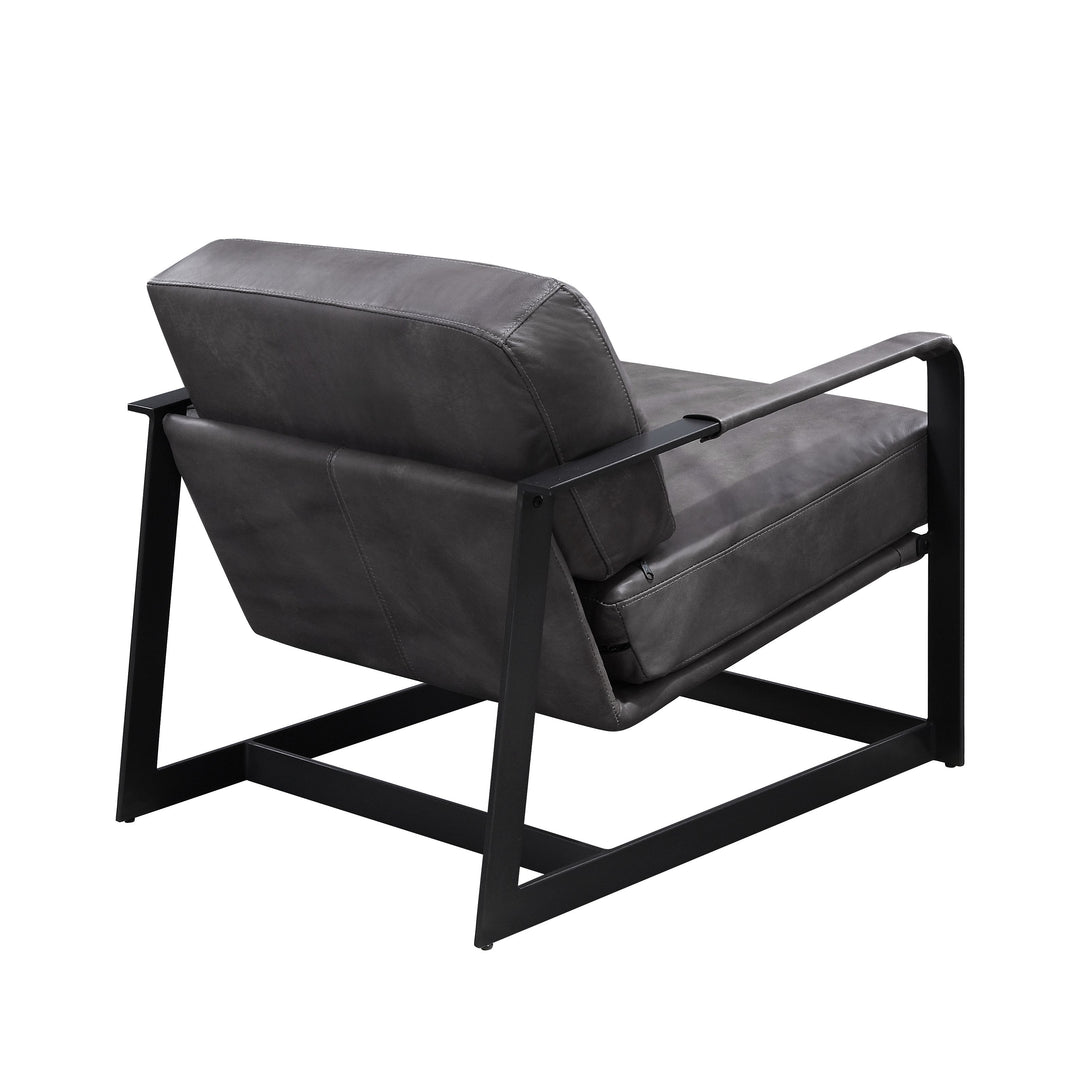 Locnos Accent Chair in Gray Top Grain Leather & Black