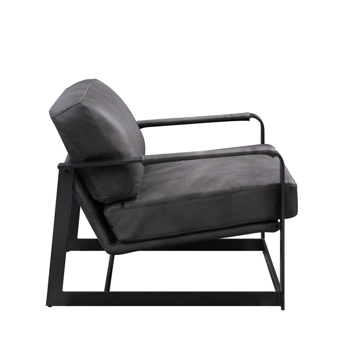Locnos Accent Chair in Gray Top Grain Leather &amp; Black
