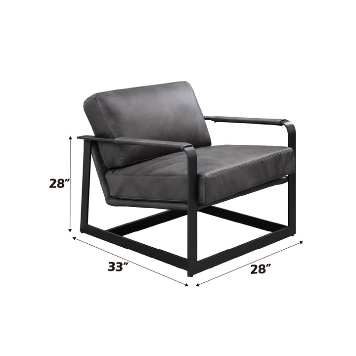 Locnos Accent Chair in Gray Top Grain Leather &amp; Black - dimensions