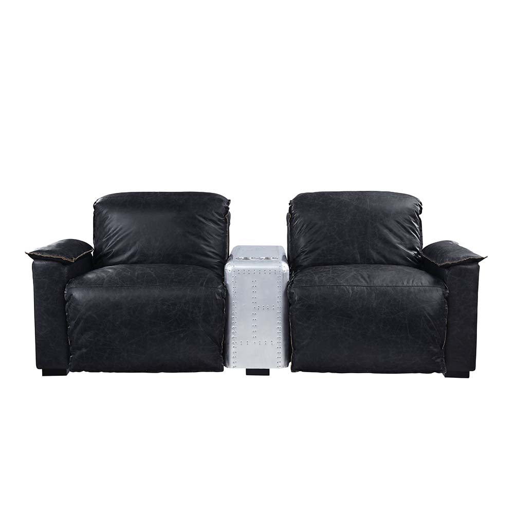 Misezon Power Motion Recliner in Black Top Grain Leather & Aluminum