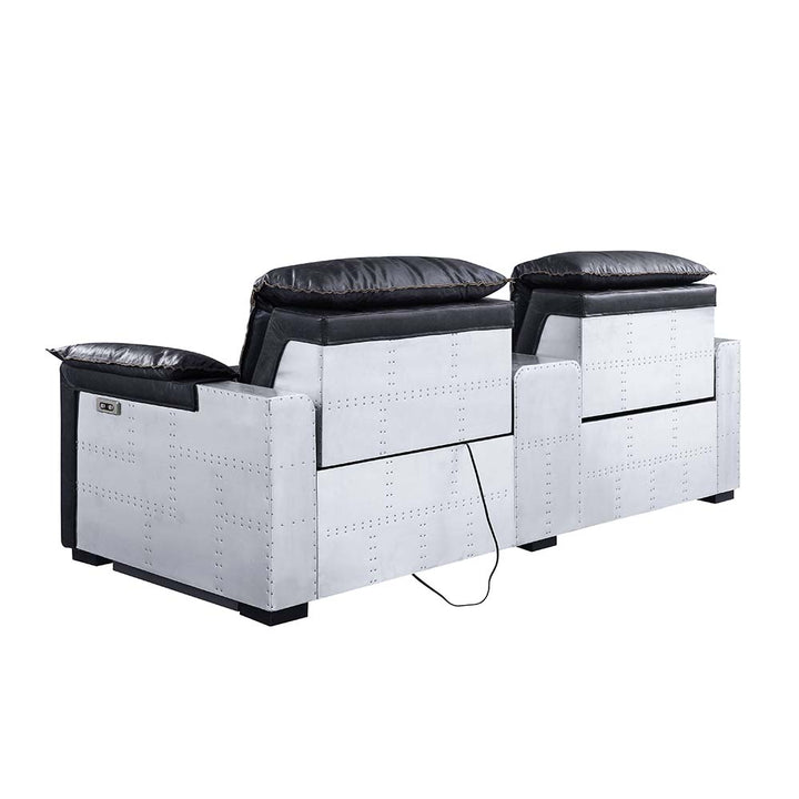 Misezon Power Motion Recliner in Black Top Grain Leather &amp; Aluminum