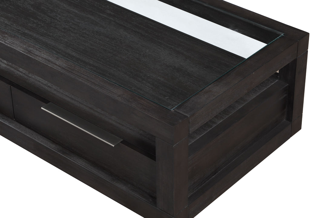 Modus Furniture Azu521 Oxford Two Drawer Rectangular Coffee Table In Basalt Grey