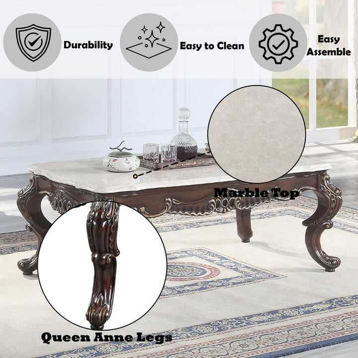 Benbek - Coffee Table - Marble & Antique Oak