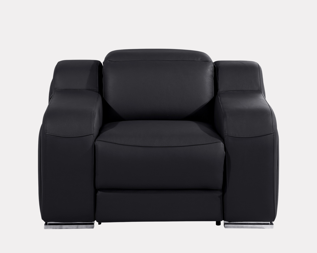 DivanItalia 1116 White Italian Leather Power Reclining Chair with Power Headrests