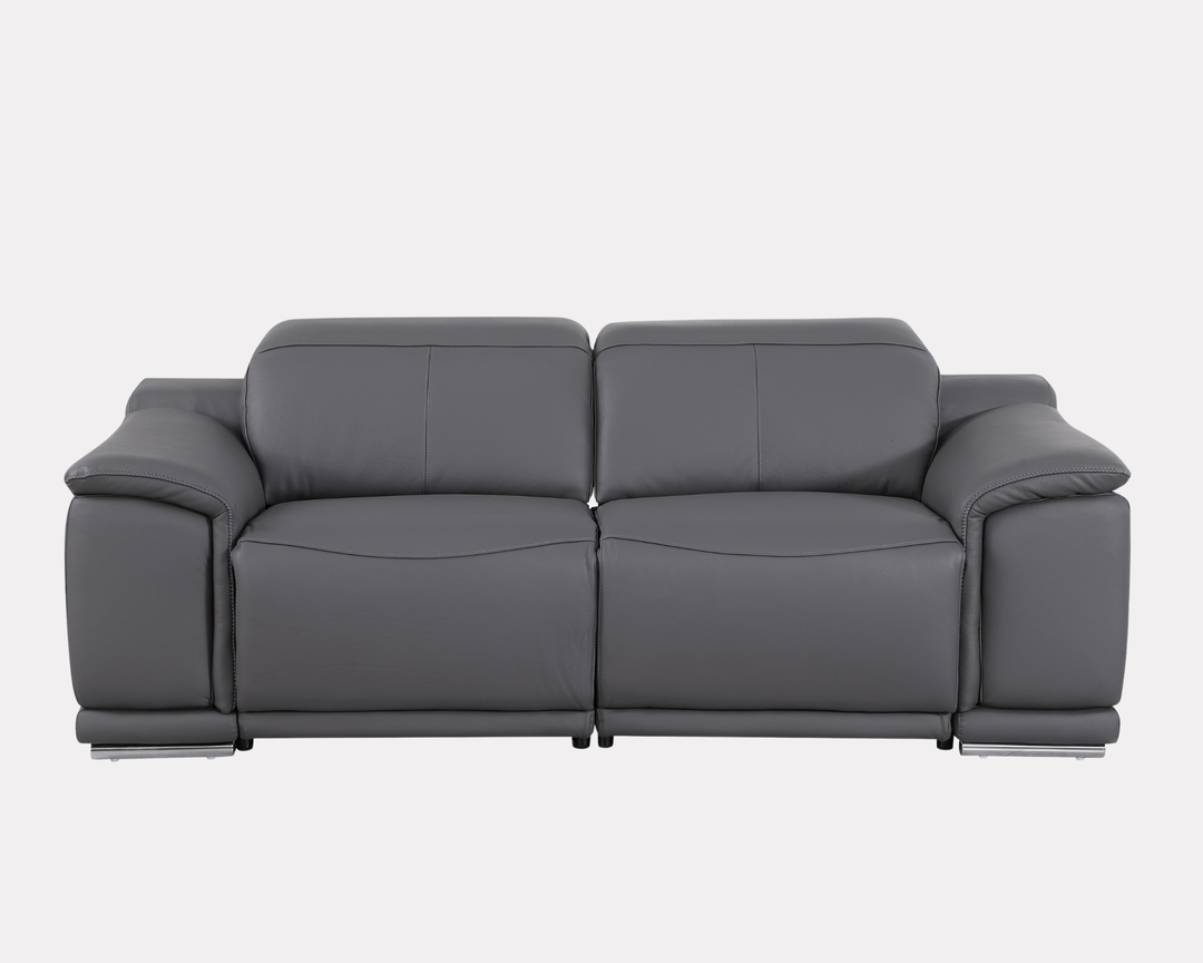 DivanItalia 9762 Dark Grey Italian Leather Modular Loveseat