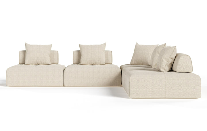 Mondo - Modern Modular Beige Fabric Sectional Sofa-5-Piece Sectional