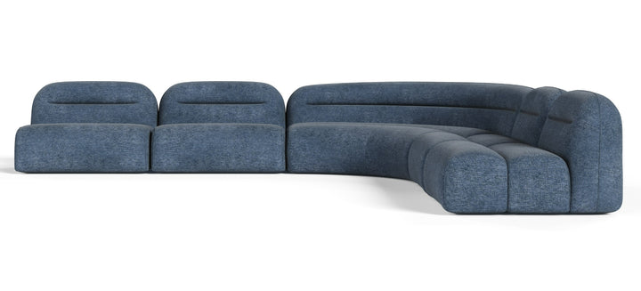 Forman - Modern Blue Fabric Modular Sectional Sofa-5-Piece Sectional