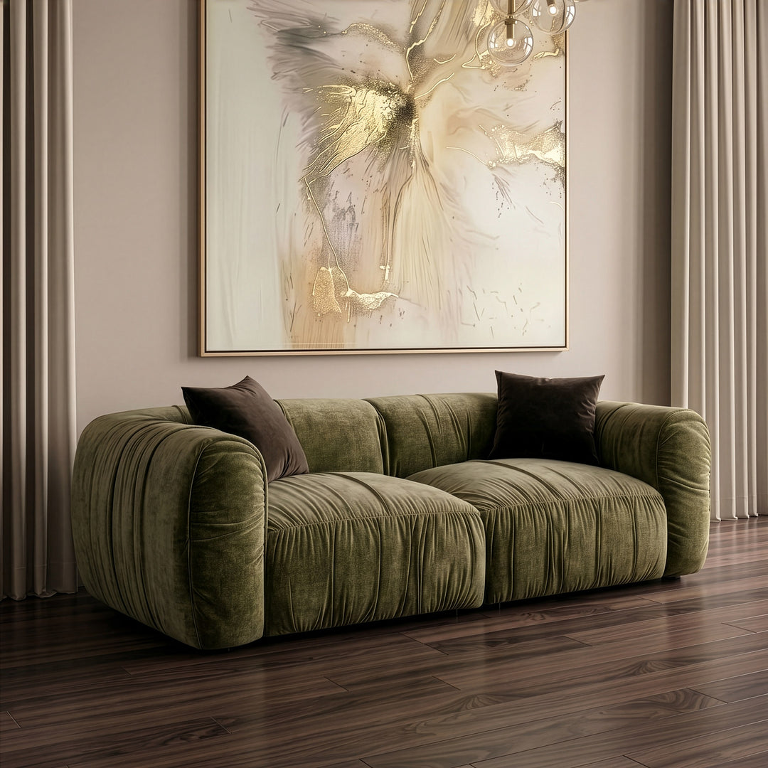 Siegal - Modern Olive Green Fabric Loveseat Sofa