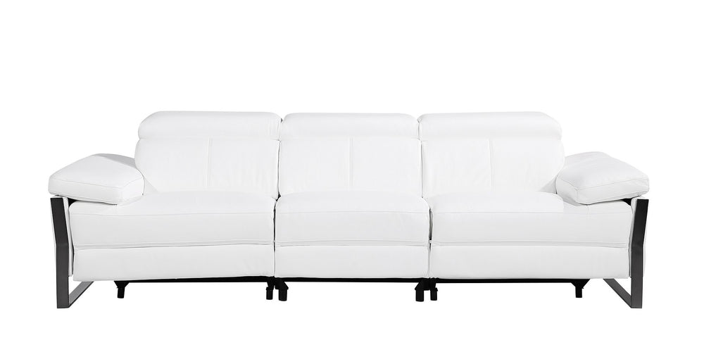 DivanItalia 1246 Modular Power Dual Reclining Sofa with Power Reclining Headrests – Top Grain Italian Leather - White