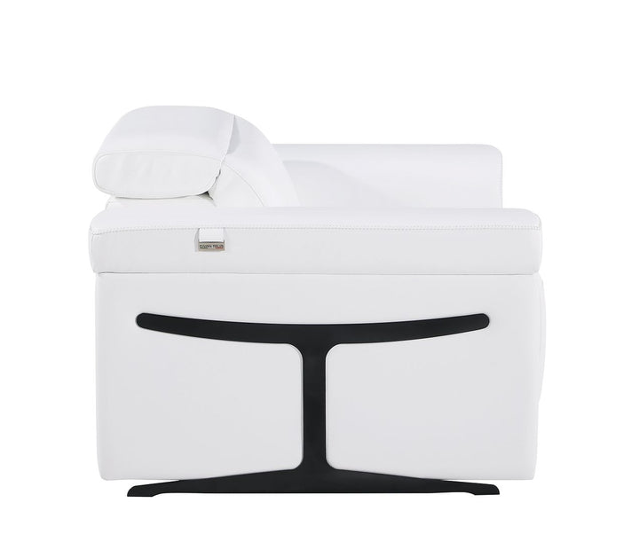 DivanItalia 1126 Top Grain Italian Leather Power Reclining Chair with Power Headrests - White