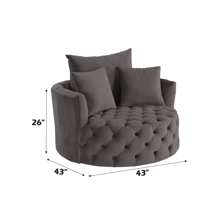 Zunyas - Velvet Accent Chair With Swivel - Gray