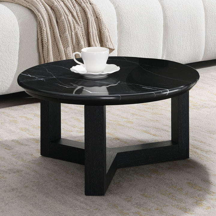 Dara - Coffee Table - Natural Marble Top & Black
