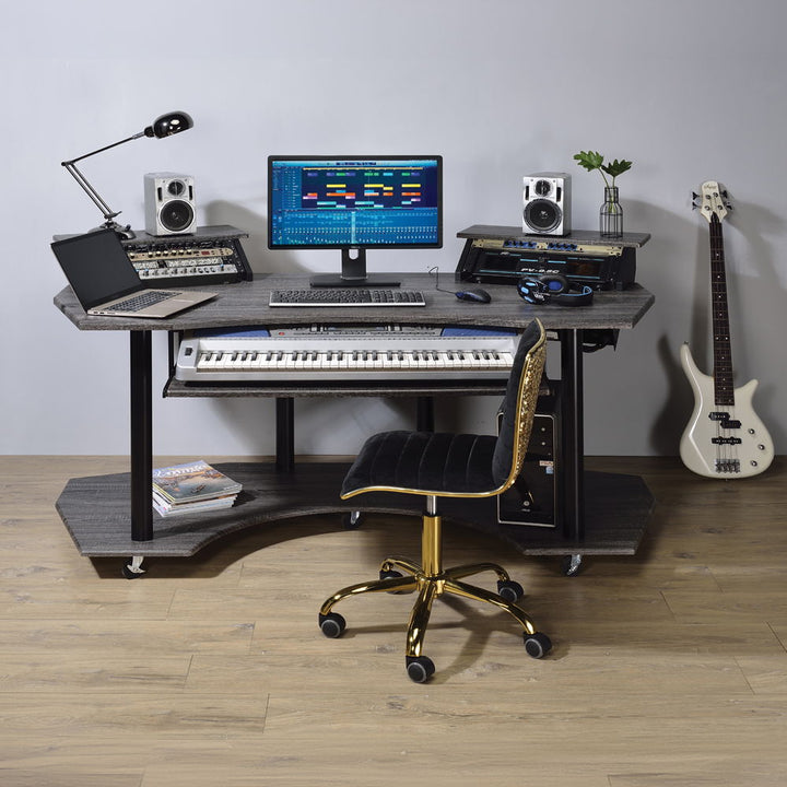Eleazar - 71" Music Studio Desk - Black Oak