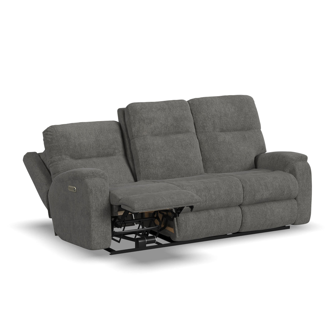 Flexsteel 2860-62L Penn  Power Reclining Sofa With Power Headrests & Lumbar  Dark Gray