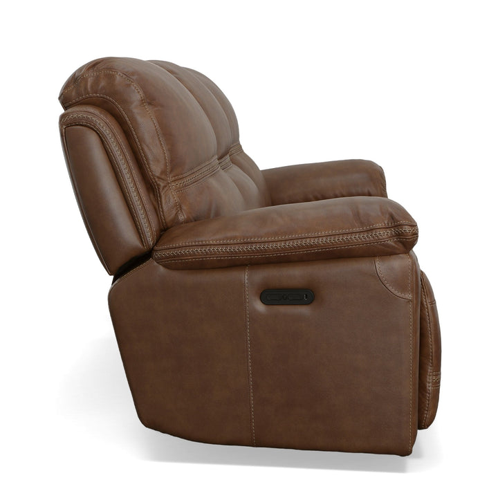 Fenwick Leather Power Reclining Sofa with Power Headrests in Cognac