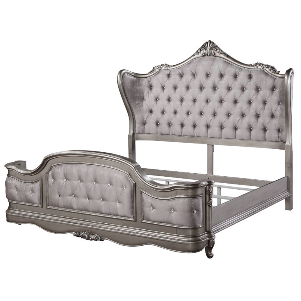 Ariadne - Queen Bed - Velvet & Antique Platinum