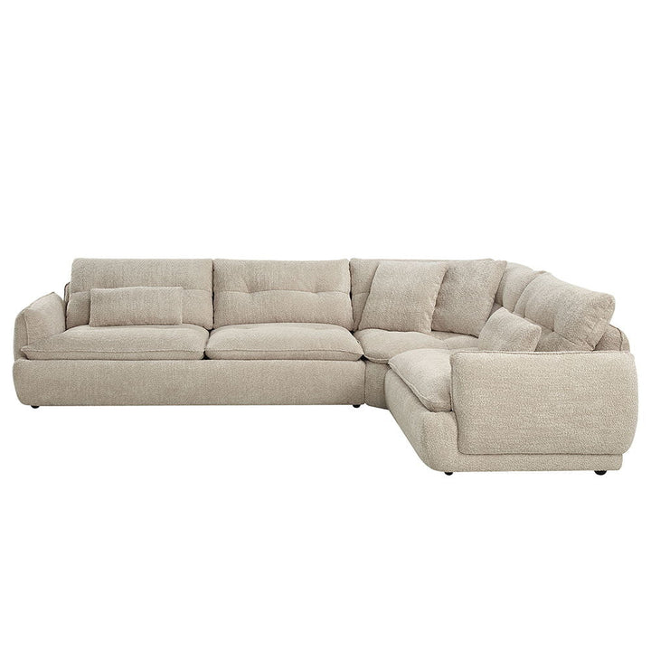 Jonina - Sectional Sofa With 4 Pillows - Beige Chenille