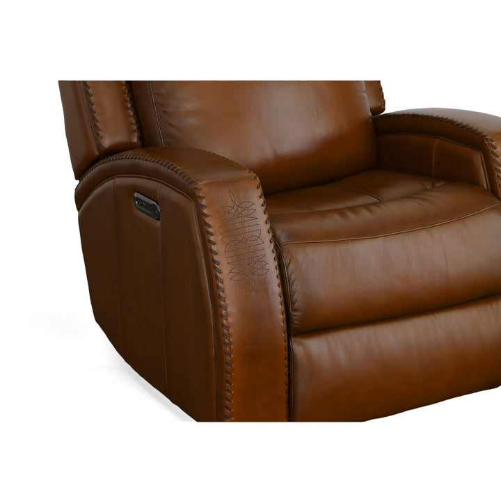 Mustang Leather Power Gliding Recliner with Power Headrest in Rust