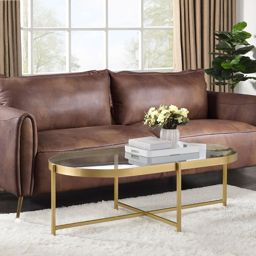 Charrot - Coffee Table - Clear Glass Top & Gold