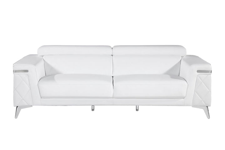 DivanItalia 1140 Sofa with Adjustable Headrest in Top-Grain Italian Leather - White