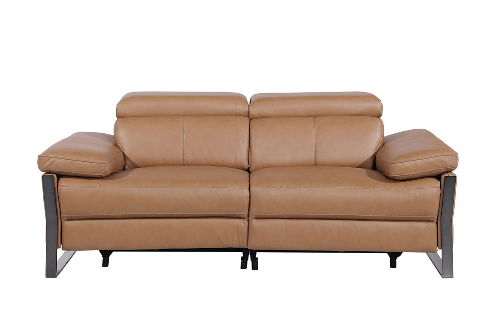 DivanItalia 1246 Top Grain Italian Leather Loveseat with Power Headrest - Cognac