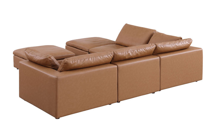 DivanItalia 1100 6-Piece Left Arm Facing 3-Seat Sectional – Top-Grain Italian Leather - Cognac