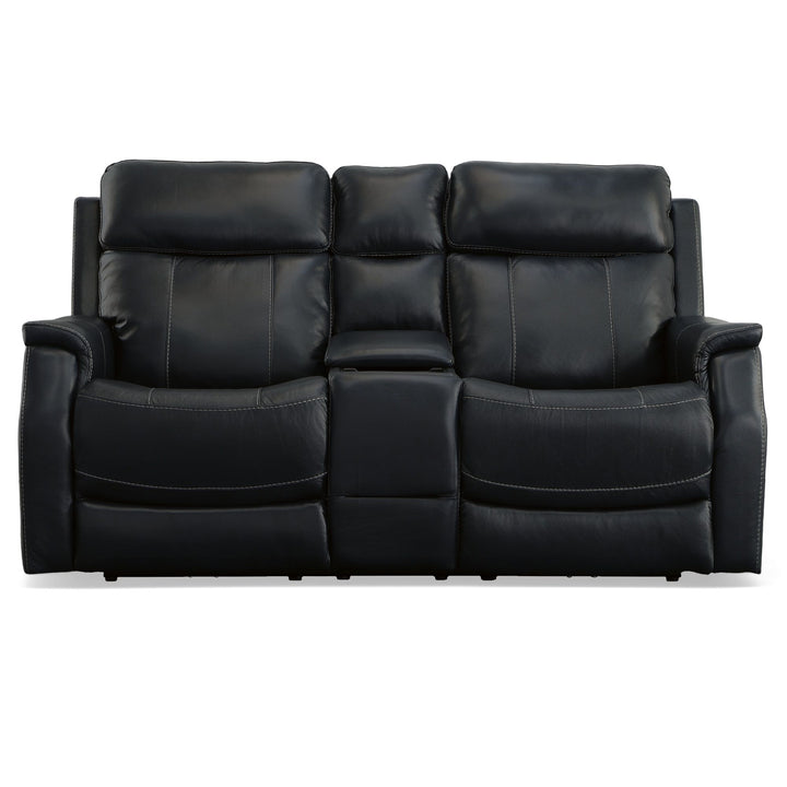 Easton Power Reclining Loveseat With Console, Power Headrests &amp; Lumbar Ocean