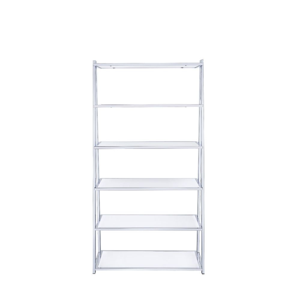Coleen - Bookshelf - White High Gloss & Chrome