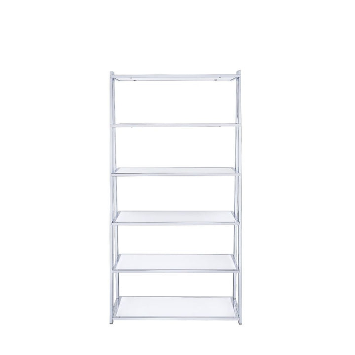 Coleen - Bookshelf - White High Gloss & Chrome