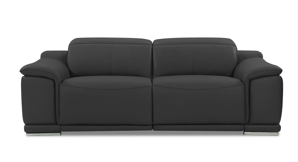 DivanItalia 9762 Top Grain Italian Leather Power Reclining Sofa with Adjustable Headrests - Dark Gray