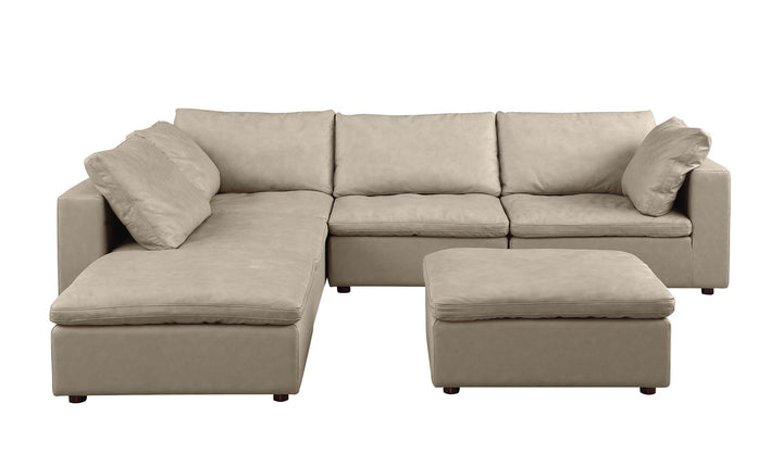DivanItalia 1100 6-Piece Left Arm Facing 3-Seat Sectional – Top-Grain Italian Leather - Beige