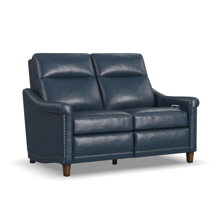 Elizabeth Leather Power Recliner with Power Headrest in Sea