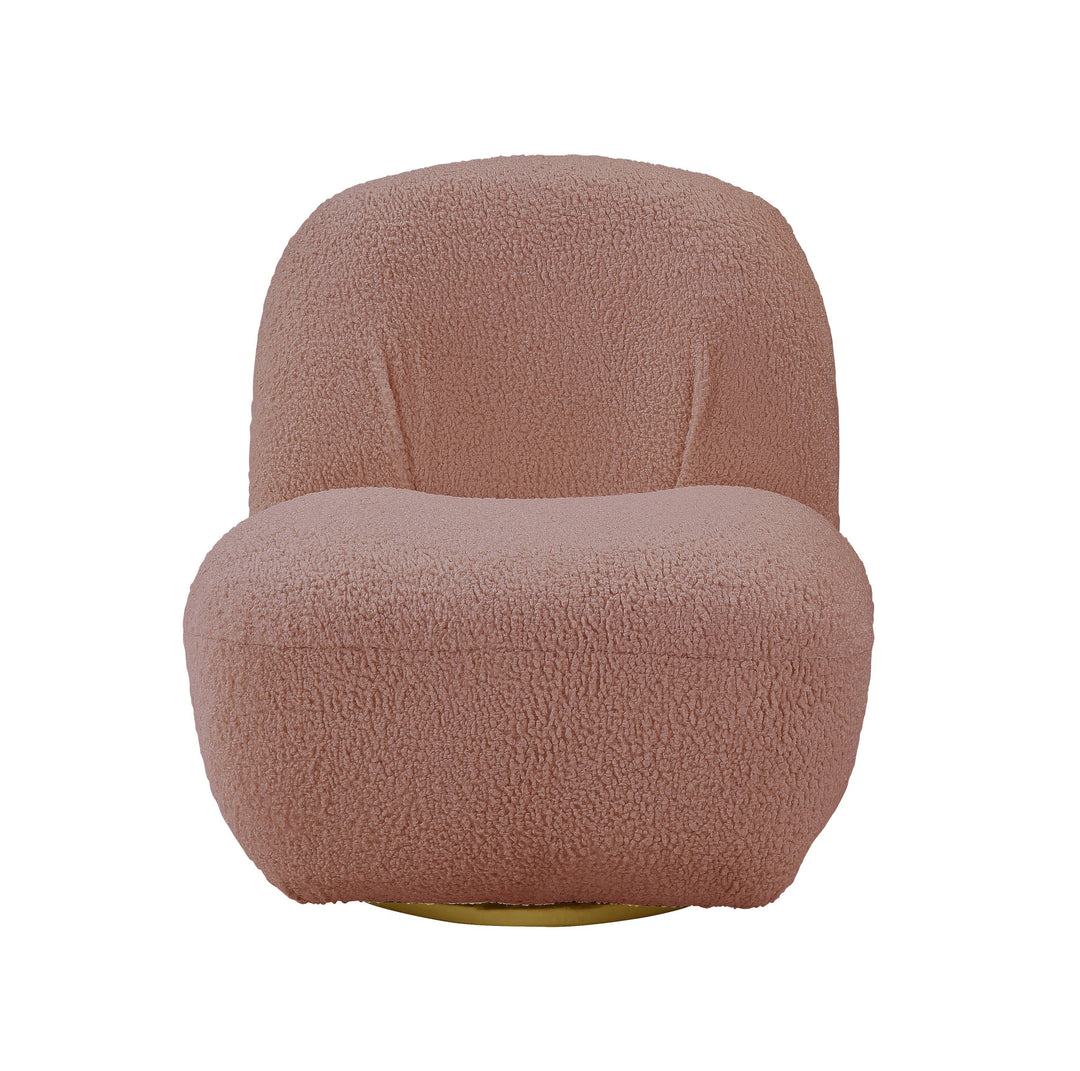 Yedaid - Sherpa Accent Chair With Swivel - Pink