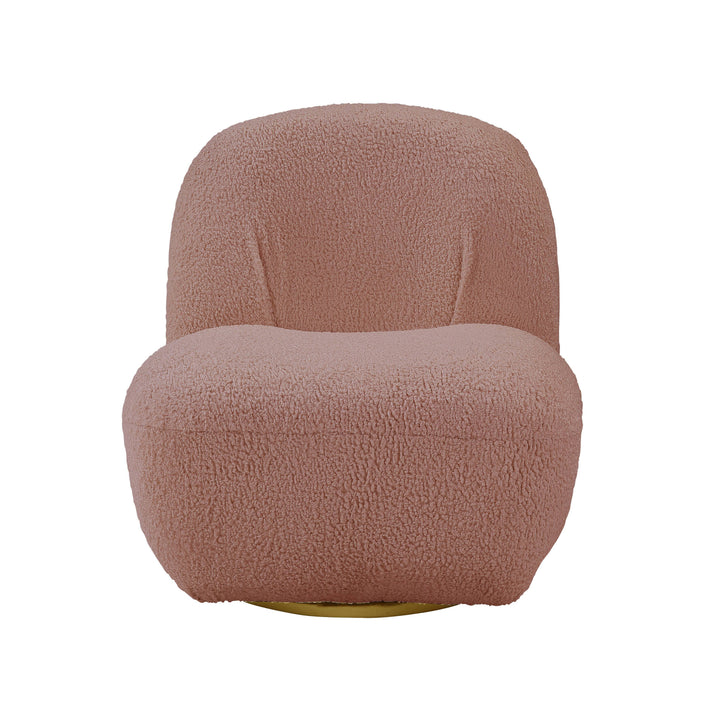 Yedaid - Sherpa Accent Chair With Swivel - Pink