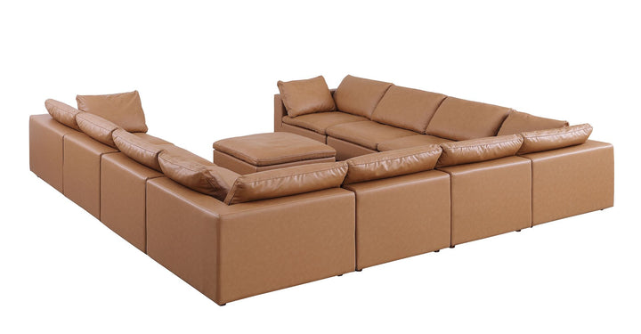 DivanItalia 1100 11-Piece U-Shaped Sectional in Top-Grain Italian Leather - Cognac