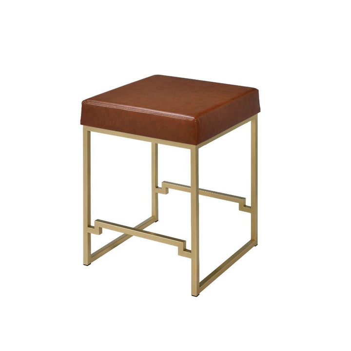Boice - Counter Height Stool - Light Brown Pu & Gold