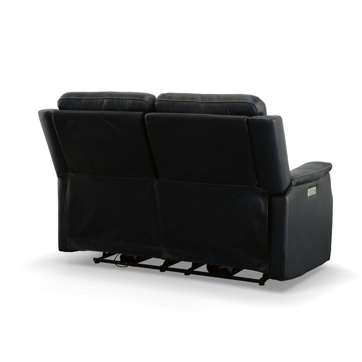 Easton Leather Power Reclining Loveseat with Power Headrests &amp; Lumbar in Ocean
