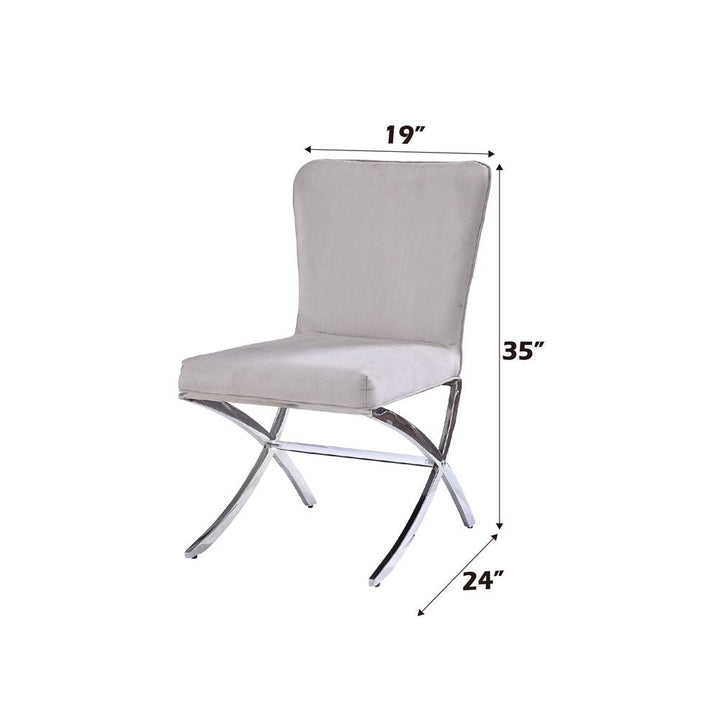 Daire - Side Chair Set of 2) - Light Gray Velvet & Chrome