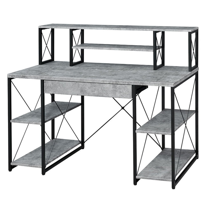 Amiel - Writing Desk - Faux Concrete & Black