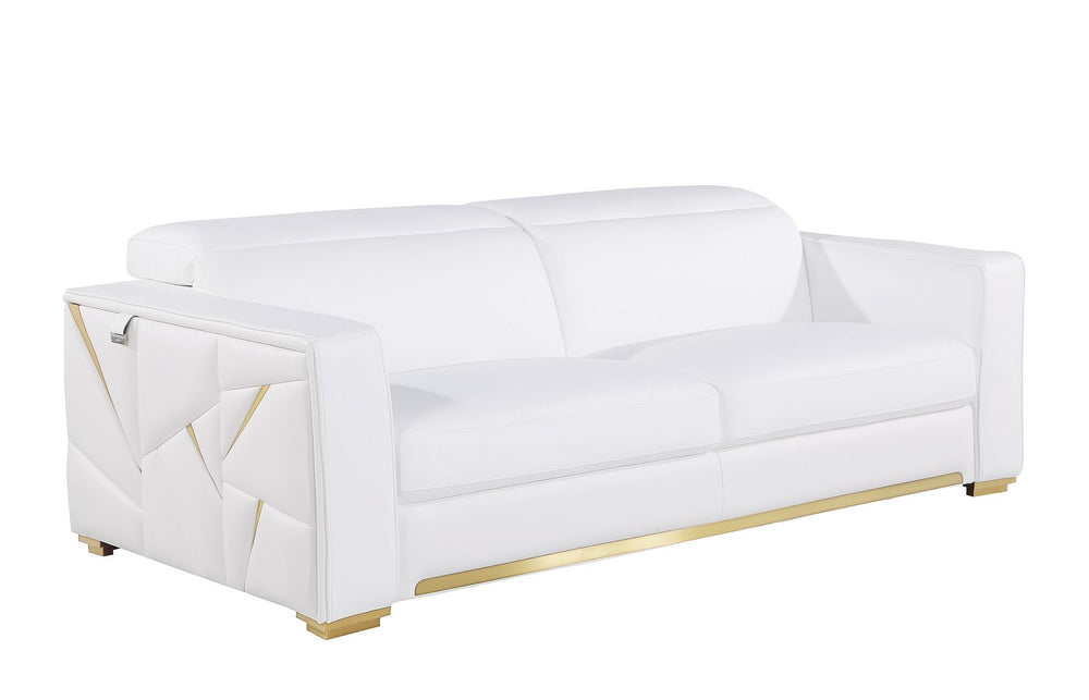 DivanItalia 1120 2-Piece Sofa Set with Adjustable Headrest in Top-Grain Italian Leather - White