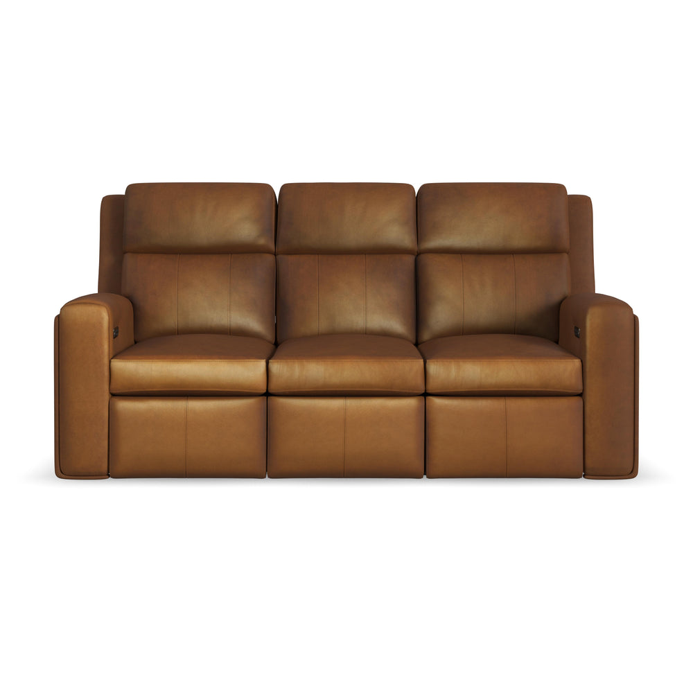 Wyatt Power Reclining Sofa With Power Headrests & Lumbar Light Brown