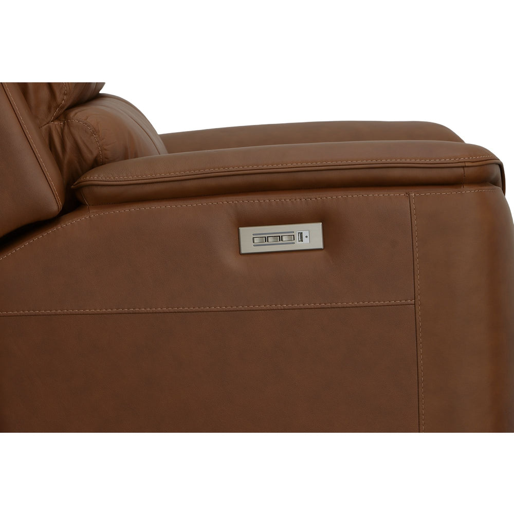 Henry Leather Power Recliner with Power Headrest & Lumbar in Caramel