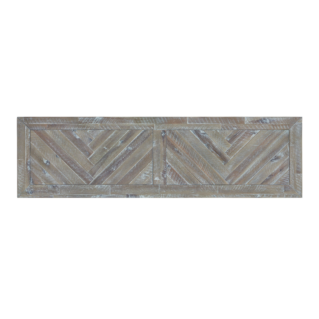 Modus Furniture 5Qs323 Herringbone Solid Wood Two Drawer Console In Rustic Latte