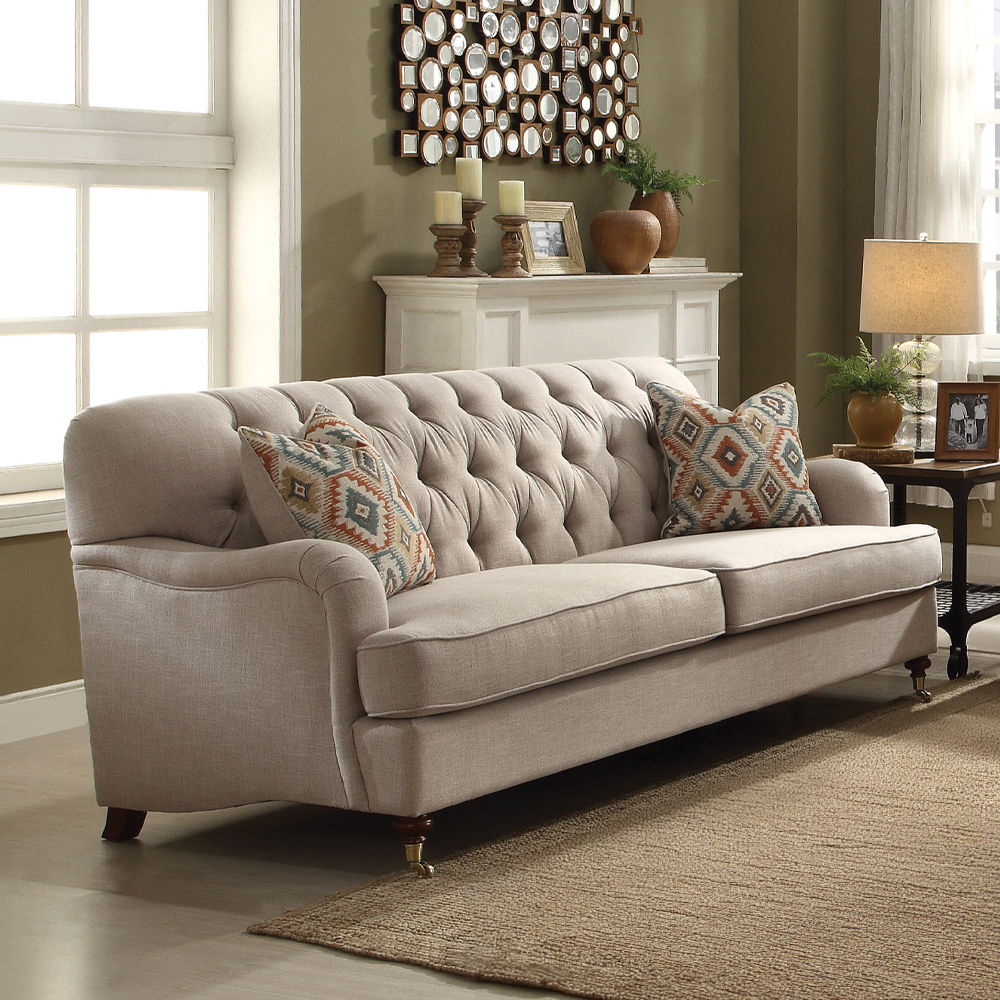 Alianza - Sofa With 2 Pillows - Beige Fabric