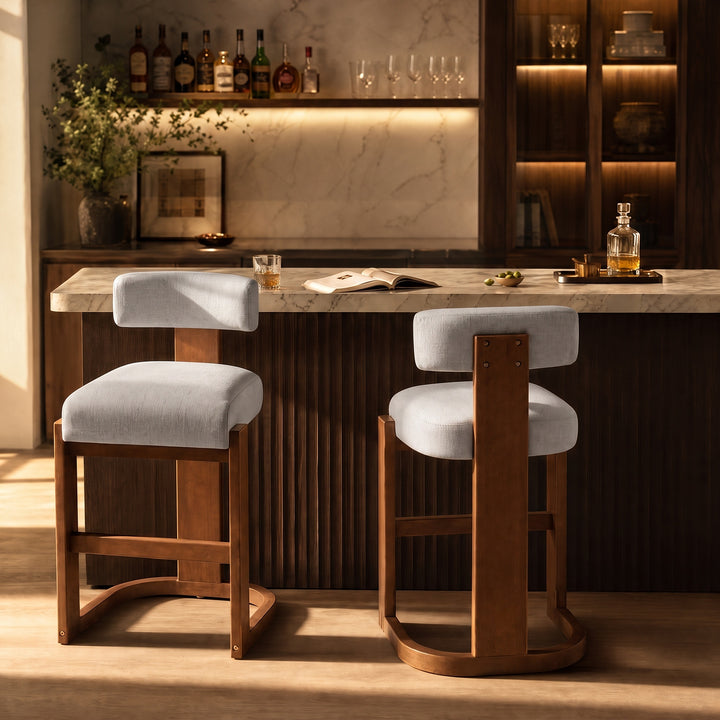 Cantilever Linen Counter Stool – Espresso (Set of 2)